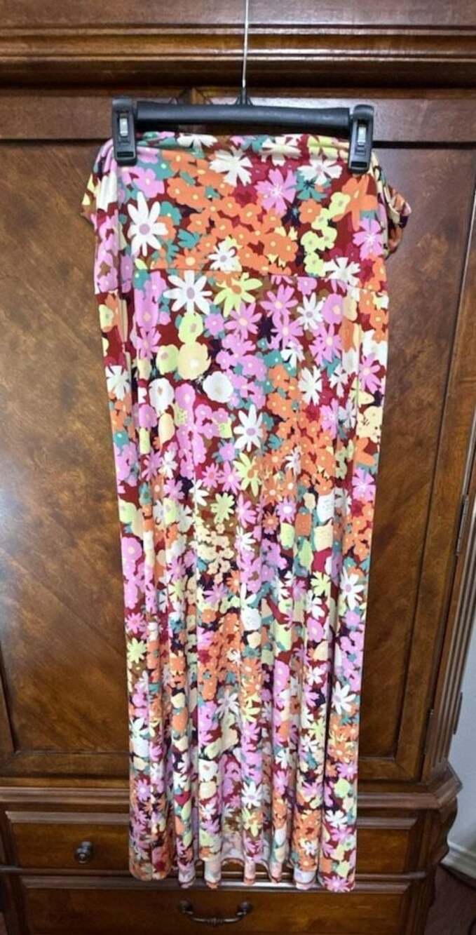 LuLaRoe Red Multi Floral Maxi Skirt Size XL